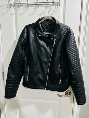 Moto-Style Black Leather Jacket